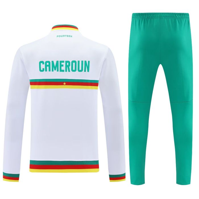 Adult 2025-2026 Cameroun White Soccer Jacket and Long Pants Cameroon Football Tracksuit