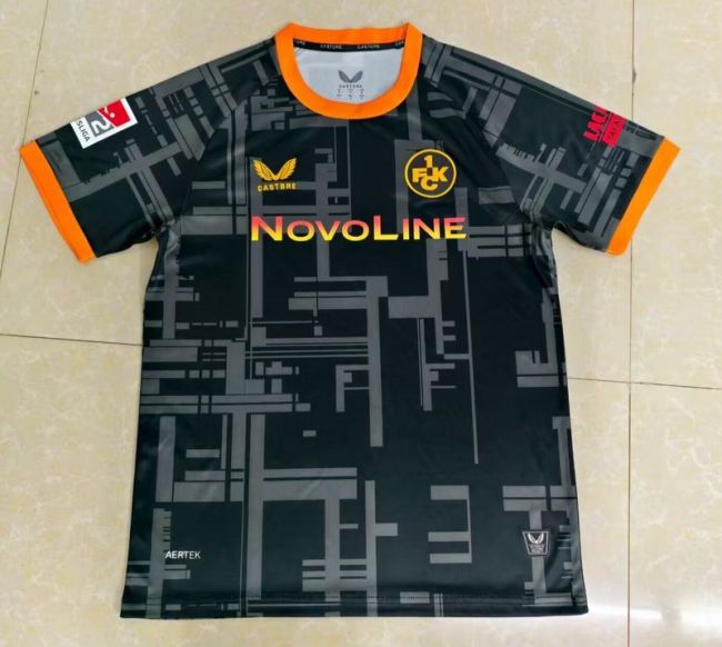 with Bundesliga Patch Fan Version 2025-2026 1. FC Kaiserslautern Third Away Black Soccer Jersey Football Shirt