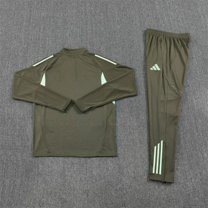 2025-2026 Real Madrid Dark Green Soccer Training Sweater and Pants Football Kit