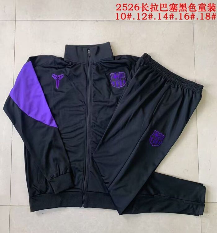 Youth 2025-2026 Barcelona Black/Purple Soccer Training Jacket Football Jacket and Pants