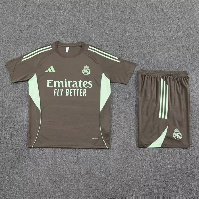 Adult Uniform 2025-2026 Real Madrid Dark Grey Soccer Training Jersey and Shorts Football Kits