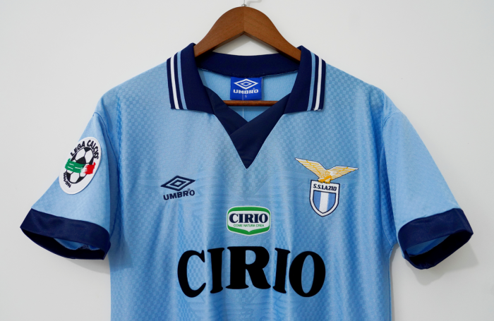with Serie A Patch Retro Jersey 1996-1997 Lazio Home Soccer Jersey Vintage Football Shirt
