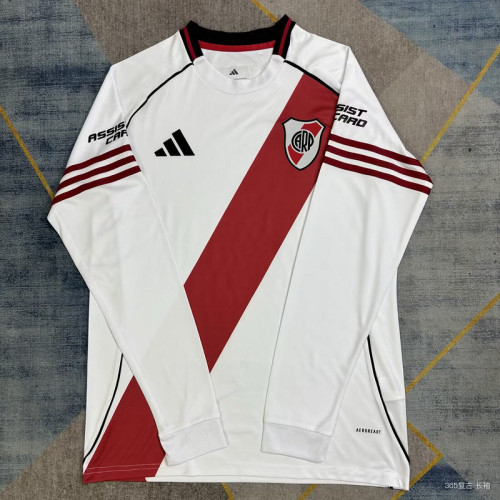 without Sponor Logo Long Sleeve 2025-2026 River Plate Home Soccer Jersey Football Shirt