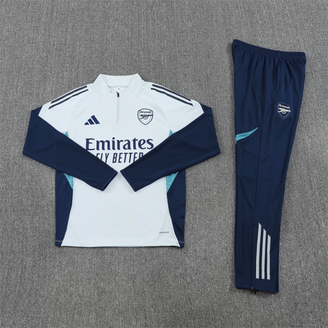 2025-2026 Arsenal Light Grey Soccer Training Sweater and Pants Football Kit