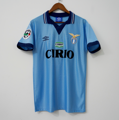 with Serie A Patch Retro Jersey 1996-1997 Lazio Home Soccer Jersey Vintage Football Shirt