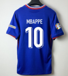 with Euro Patch Fan Version 2024 France MBAPPE 10 Home Soccer Jersey Football Shirt