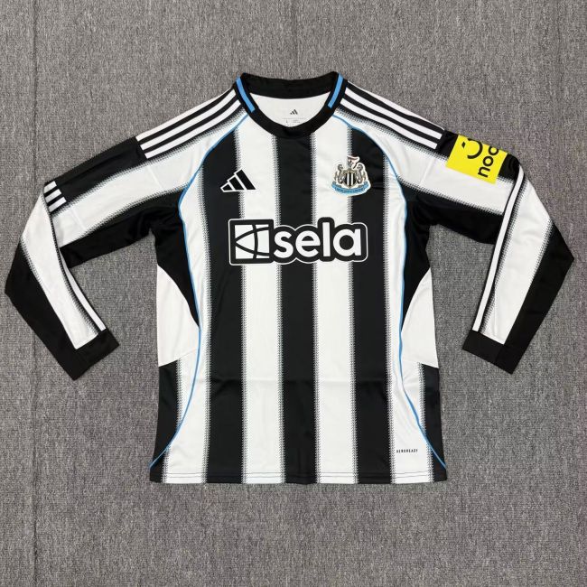 Long Sleeve Fan Version 2025-2026 Newcastle United Home Soccer Jersey Football Shirt