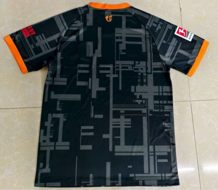 with Bundesliga Patch Fan Version 2025-2026 1. FC Kaiserslautern Third Away Black Soccer Jersey Football Shirt