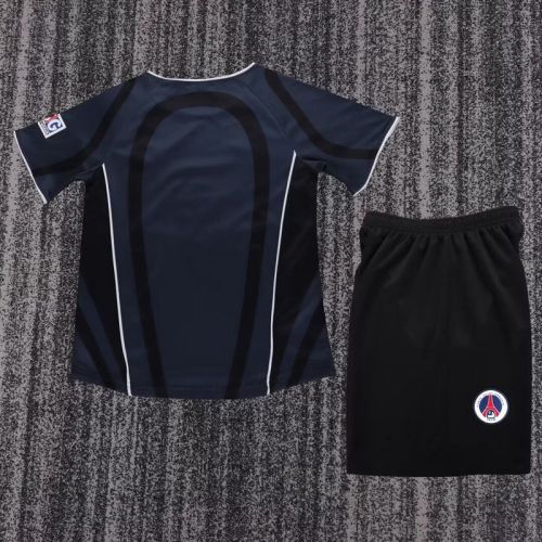 with Patch Retro Youth Uniform Kids Kit 2001-2002 PSG Third Away Soccer Jersey Shorts Vintage Paris Child Football Set