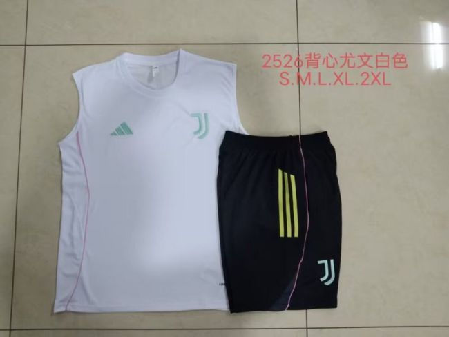 Adult Uniform 2025-2026 Juventus White Soccer Training Vest and Shorts Football Set