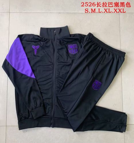 Adult 2025-2026 Barcelona Black/Purple Soccer Jacket and Long Pants Football Tracksuit