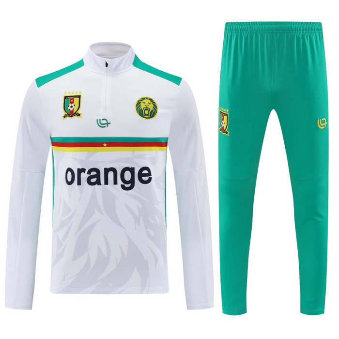 2025-2026 Cameroun White Soccer Training Sweater and Pants Cameroon Football Kit