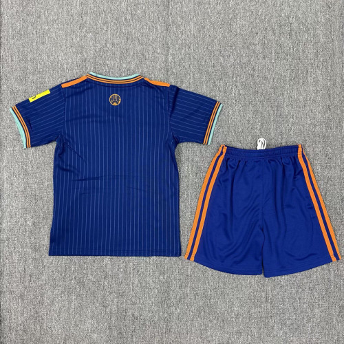 Youth Uniform Kids Kit Newcastle United 2025-2026 Third Away Blue Soccer Jersey Shorts Child Football Set
