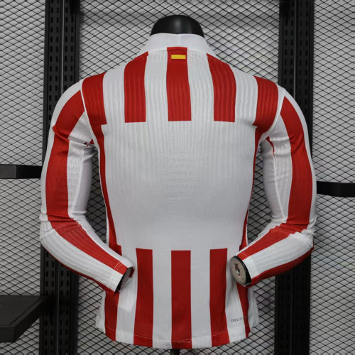 Long Sleeve Player Version 2025-2026 Atletico Madrid Home Soccer Jersey Football Shirt