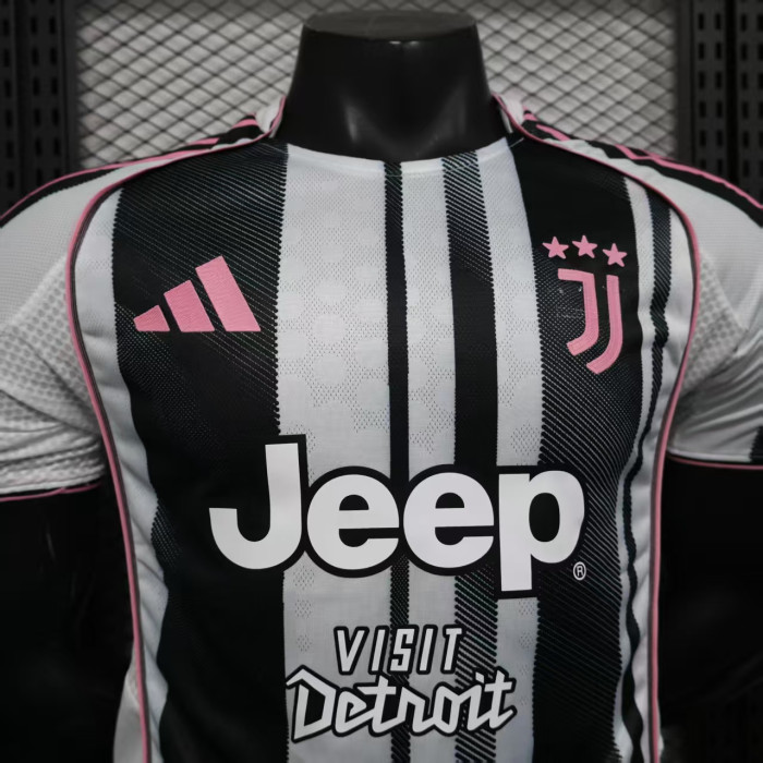 with Sponor Logo Maillot Juve Shirt Player Version Juventus 2025-2026 Home Soccer Jersey Football Shirt