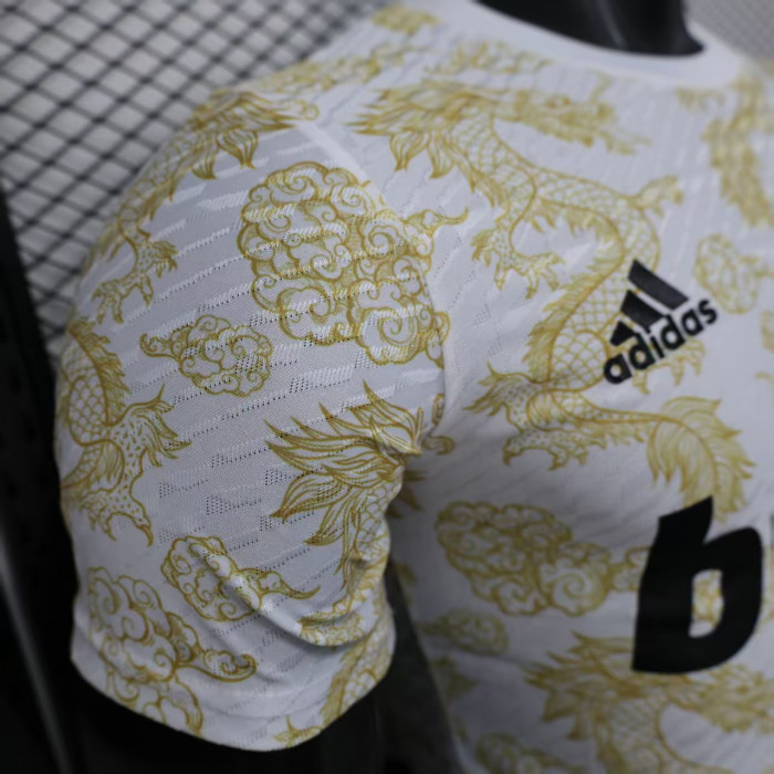 Player Version 2025-2026 Real Madrid White/Yellow Special Version Soccer Jersey Real Football Shirt