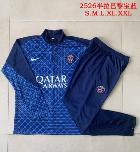 2025-2026 PSG Dark Blue Soccer Training Sweater and Pants Football Kit