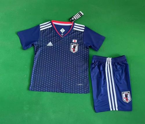 Retro Uniform Youth Uniform Kids Kit 2018 Japan Home Soccer Jersey Shorts Child Football Set