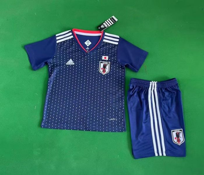 Retro Uniform Youth Uniform Kids Kit 2018 Japan Home Soccer Jersey Shorts Child Football Set