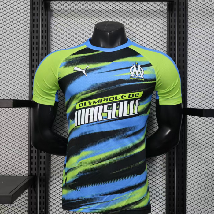 Player Version 2025-2026 Olympique de Marseille Blue/Green Soccer Jersey Football Shirt