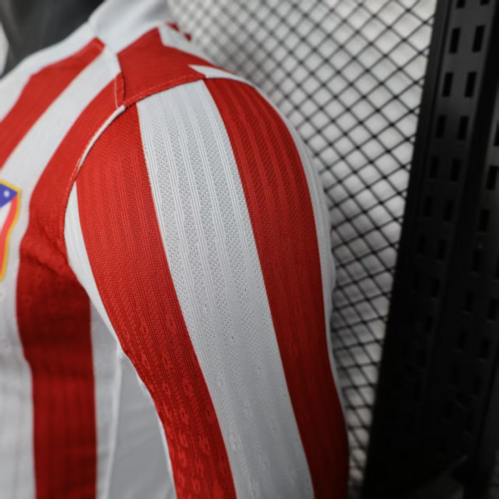 Long Sleeve Player Version 2025-2026 Atletico Madrid Home Soccer Jersey Football Shirt