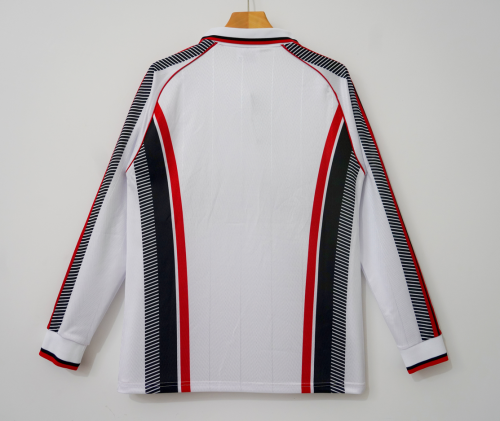 Long Sleeve Retro Jersey 1997-1998 AC Milan Away White Soccer Jersey Vintage Football Shirt
