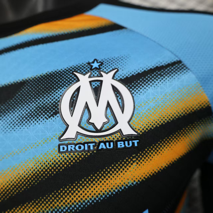 Player Version 2025-2026 Olympique de Marseille Black/Orange/Black Soccer Jersey Football Shirt