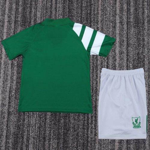 Retro Youth Uniform Kids Kit 1991-1992 Liverpool Away Green Soccer Jersey Shorts Vintage Child Football Set
