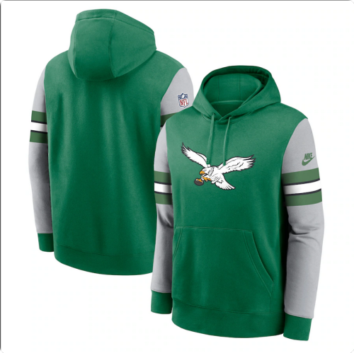 Men's Philadelphia Eagles Green/Grey NFL Hoodie Sweater with Hats