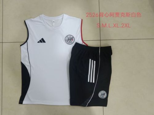 Adult Uniform 2025-2026 Ajax White Soccer Training Vest and Shorts Football Set