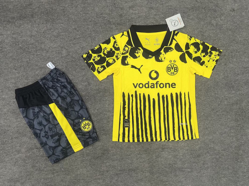 Youth Uniform Kids Kit Borussia Dortmund 2025-2026 Club World Cup Home Soccer Jersey Shorts BVB Child Football Set