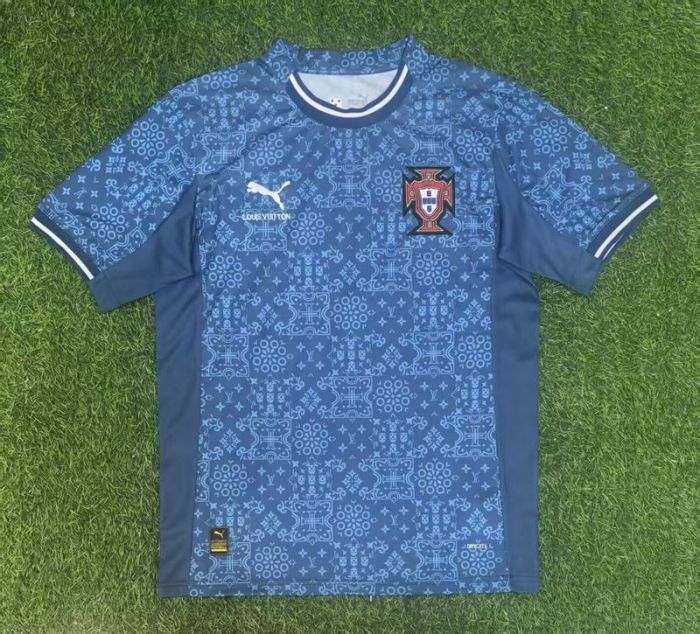 Fan Version 2025 Portugal Blue Soccer Training Jersey Football Shirt