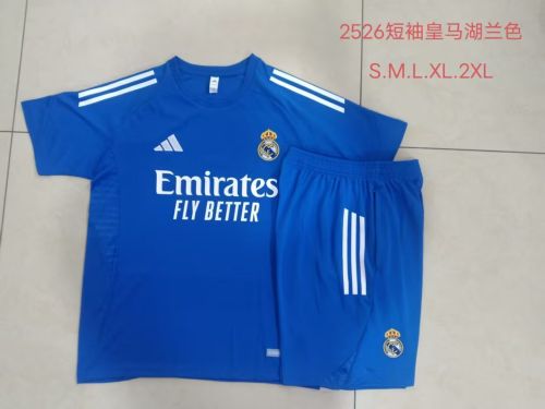 Adult Uniform 2025-2026 Real Madrid Blue/White Soccer Training Jersey and Shorts Football Kits