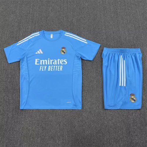 Adult Uniform 2025-2026 Real Madrid Blue Soccer Training Jersey and Shorts Football Kits