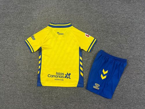 with LALIGA Patch Youth Uniform Kids Kit 2025-2026 Las Palmas Home Soccer Jersey Shorts Child Football Set
