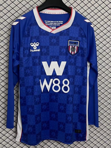 Long Sleeve Fans Version 2025-2026 Sunderland Away Blue Soccer Jersey Football Shirt