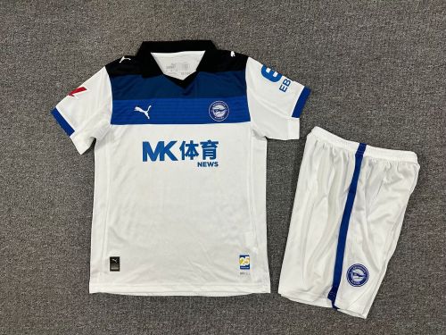 with LALIGA Patch Youth Uniform Kids Kit Deportivo Alaves 2025-2026 Away White Soccer Jersey Shorts Child Football Set