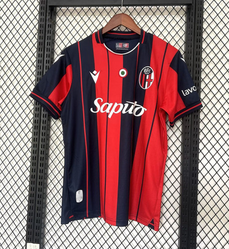with Coppa Italia Patch Fan Version 2025-2026 Bologna Home Soccer Jersey Football Shirt