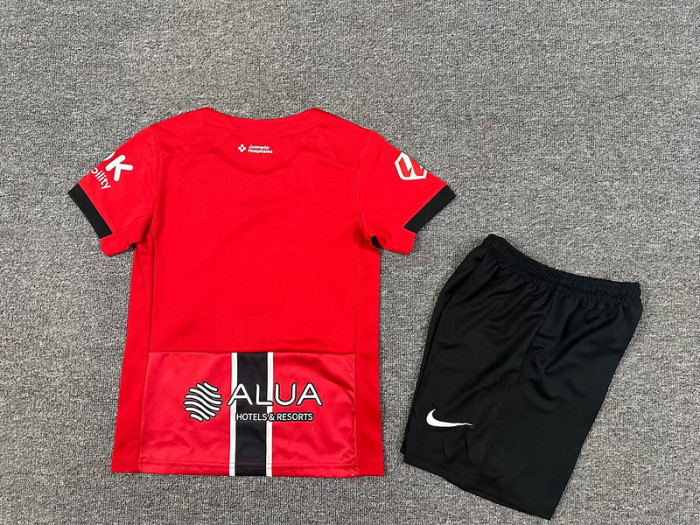 with LALIGA Patch Youth Uniform Kids Kit 2025-2026 Mallorca Home Soccer Jersey Shorts Child Football Set