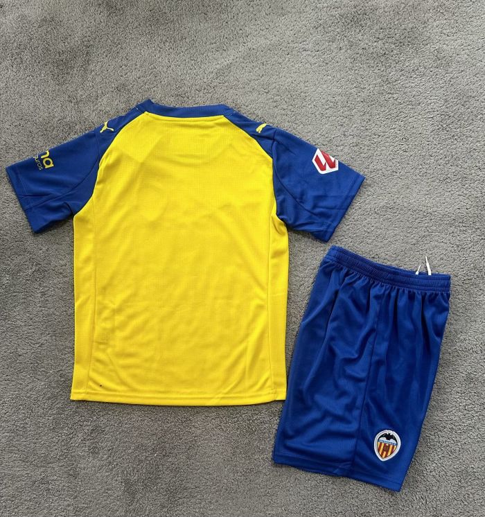 with LALIGA Patch Youth Uniform Kids Kit 2025-2026 Valencia Third Away Soccer Jersey Shorts Child Football Set
