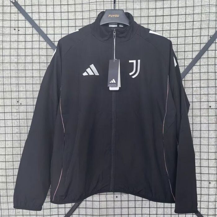 2025-2026 Juventus Black Soccer Windbreaker Jacket Football Jacket