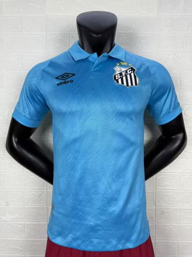 without Sponor Logo Player Version 2025-2026 Santos Third Away Blue Soccer Jersey Football Shirt