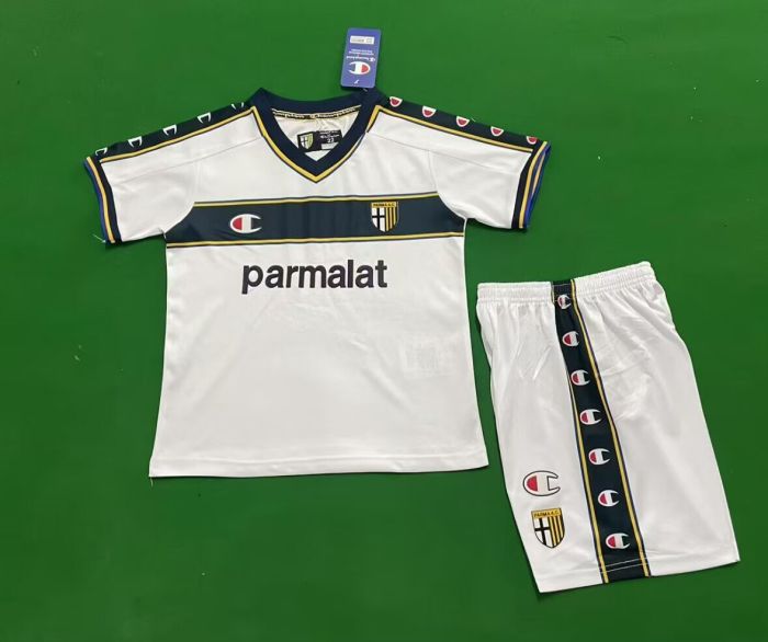 Retro Youth Uniform Kids Kit 2002-2003 Parma Calcio Home Soccer Jersey Shorts Child Football Set