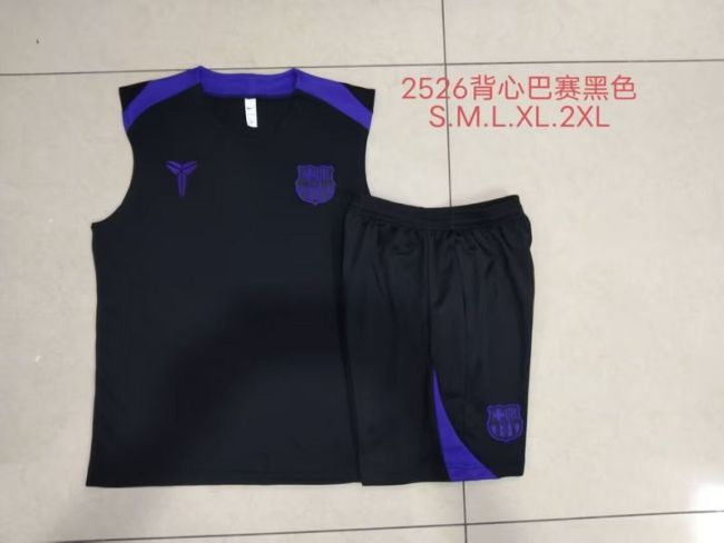 Adult Uniform 2025-2026 Barcelona Black/Purple Soccer Training Vest and Shorts Football Set