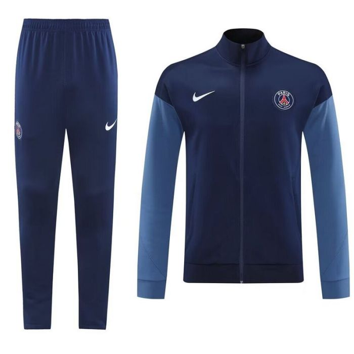 Adult 2025-2026 PSG Dark Blue Soccer Jacket and Long Pants Football Tracksuit