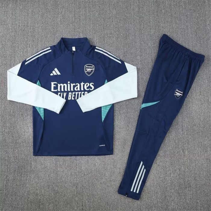 2025-2026 Arsenal Dark Blue Soccer Training Sweater and Pants Football Kit