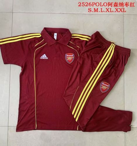 2025-2026 Arsenal Dark Red Soccer Polo and Pants Football Kit