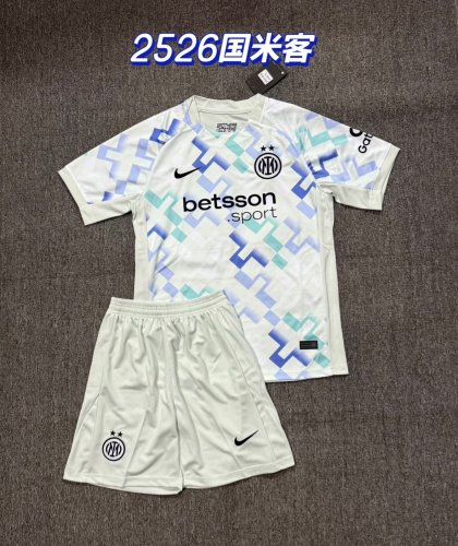 Adult Uniform 2025-2026 Inter Milan Away White Soccer Jersey Shorts Inter Football Kit