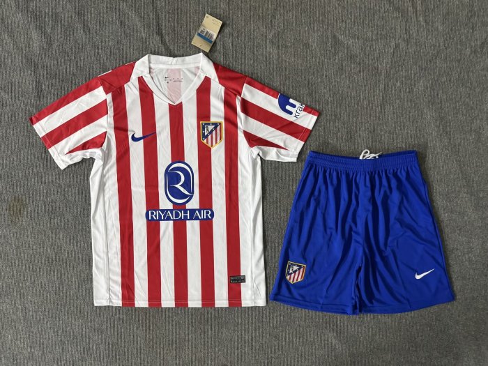 Adult Uniform 2025-2026 Atletico Madrid Home Soccer Jersey and Shorts Football Kits