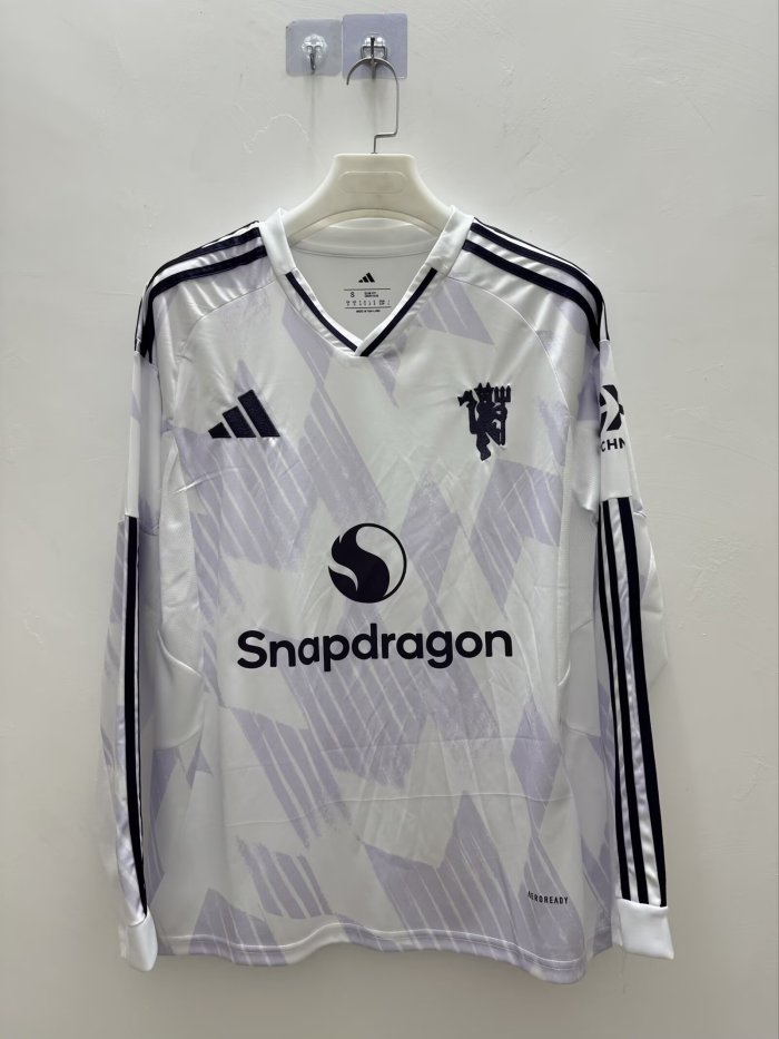 Long Sleeve Fan Version 2025-2026 Manchester United Away Soccer Jersey Man United Football Shirt